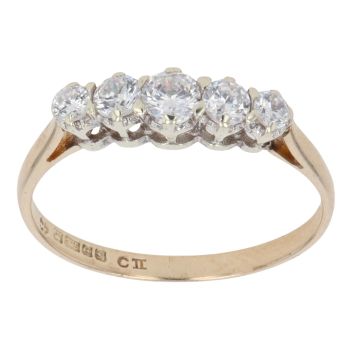 9ct Yellow Gold Cubic Zirconia Five Stone Ring