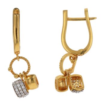 22ct Yellow Gold Cubic Zirconia Huggies Drop Earrings