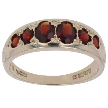 9ct Yellow Gold Garnet Six Stone Ring