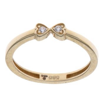 14ct Yellow Gold Cubic Zirconia Hearts Ring