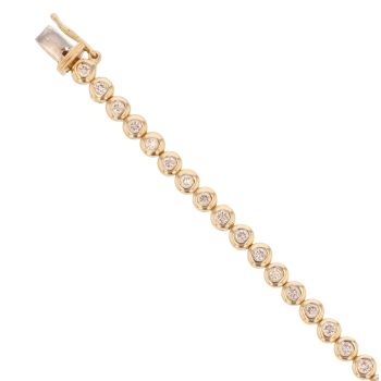 18ct Yellow Gold 2.00ct Brilliant Cut Diamond Tennis Bracelet 7.5"