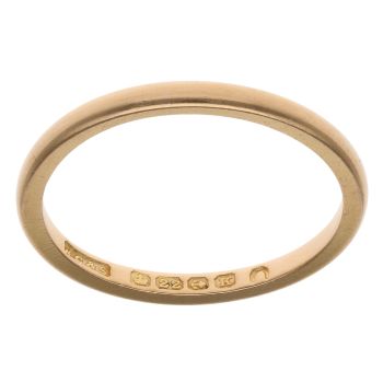 22ct Yellow Gold Plain 1mm Wedding Band