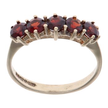 9ct Yellow Gold Garnet Five Stone Ring