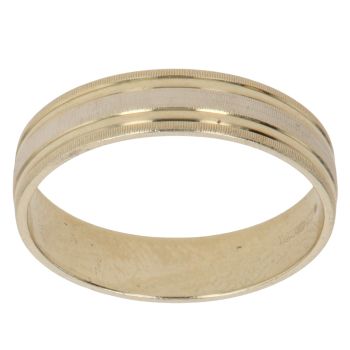 9ct Yellow and White Gold Wedding Band 4mm