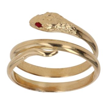 18ct Yellow Gold Ruby Eyes Snake Ring