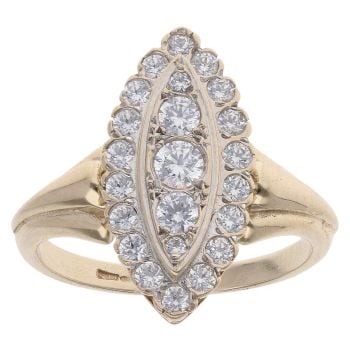 9ct Yellow Gold Cubic Zirconia Marquise Cluster Ring
