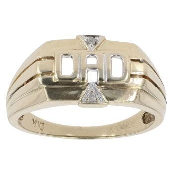 9ct Yellow Gold 0.02ct Diamond Dad Ring