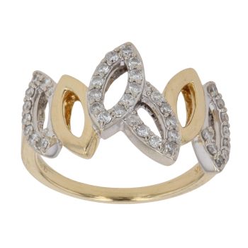 18ct Yellow and White Gold 0.35ct Brilliant Cut Diamond Fancy Ring