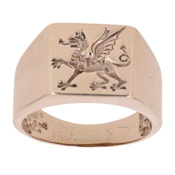 9ct Yellow Gold Welsh Dragon Signet Ring