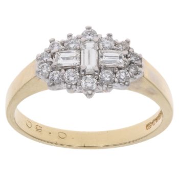 18ct Yellow Gold 0.50ct Diamond Cluster Ring