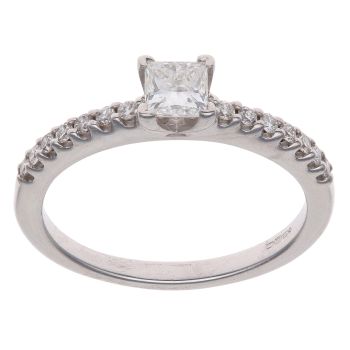 9ct White Gold 0.45ct Princess and Brilliant Cut Lab Grown Diamond Solitaire Ring