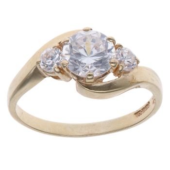 9ct Yellow Gold Cubic Zirconia Triple Twist Ring