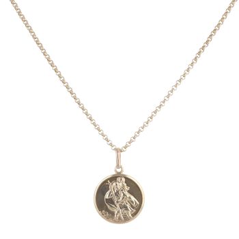9ct Yellow Gold St George Pendant and Belcher Chain 20"