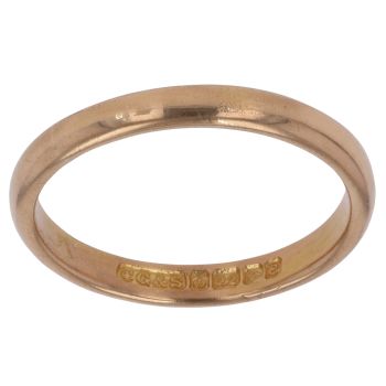 22ct Yellow Gold Plain Wedding Band 2mm