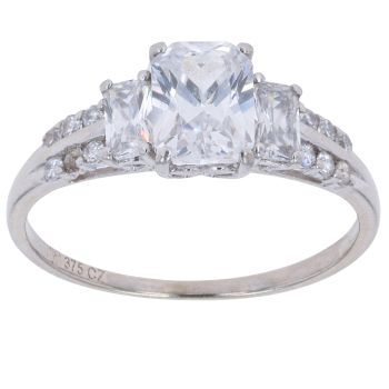 9ct White Gold Cubic Zirconia Three Stone Ring