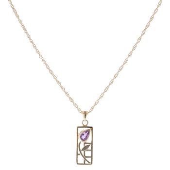 9ct Yellow Gold Amethyst Rennie Mac Pendant and Chain 20"