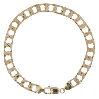9ct Yellow Gold Square Patterned Curb Bracelet 9"