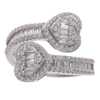 Silver Cubic Zirconia Wrap Around Heart Ring By Icesia