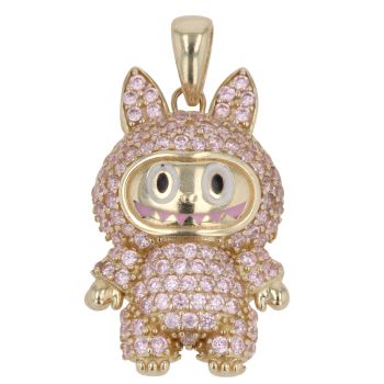 14ct Yellow Gold Pale Pink Gemstone Bunny Pendant