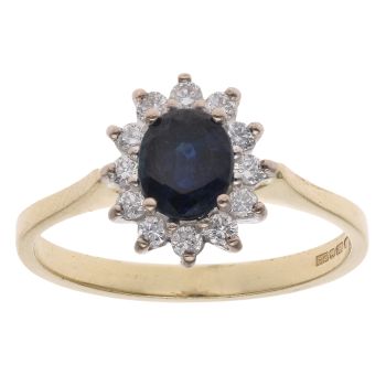18ct Yellow Gold 0.25ct Diamond and Sapphire Cluster Ring