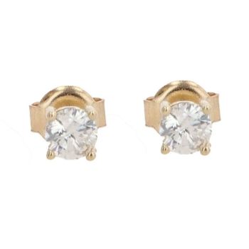 14ct Yellow Gold Cubic Zirconia Solitaire Stud Earrings