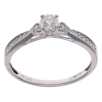 9ct White Gold 0.20ct Brilliant Cut Diamond Solitaire Ring