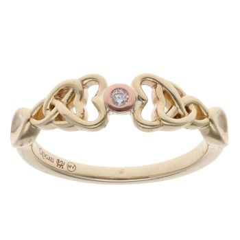 9ct Yellow and Rose Gold 0.02ct Diamond Clogau Love Spoon Ring