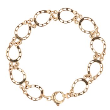 9ct Yellow Gold Horseshoe Link Fancy Bracelet 7.5"