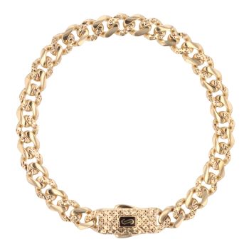 14ct Yellow Gold Monaco Classic Alternate Flex Lock Curb Bracelet 7"