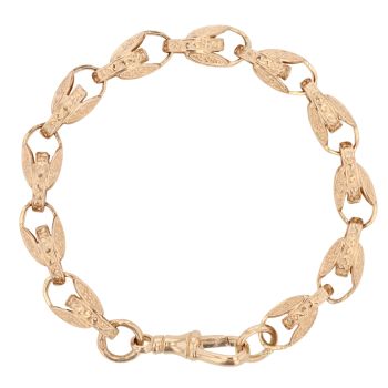 9ct Yellow Gold Patterned Tulip Bracelet 8.5"