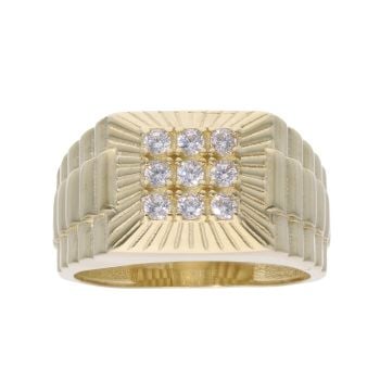 9ct Yellow Gold Cubic Zirconia Signet Ring