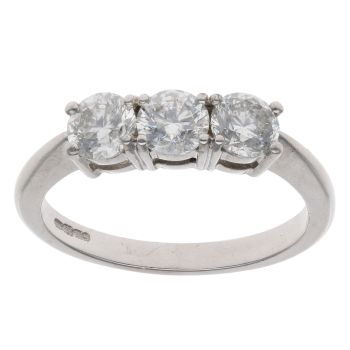 18ct White Gold Brilliant Cut 1.25ct Diamond Trilogy Ring