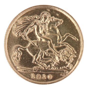 1910 Edward VII Large Head UK Half Sovereign Coin