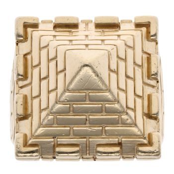 9ct Yellow Gold Patterned Pyramid Ring