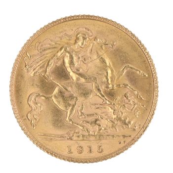 1915 George V Large Head UK Half Sovereign Coin