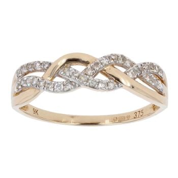 9ct Yellow Gold 0.27cts Diamond Wave Ring by Anya Belle