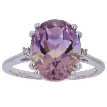 9ct White Gold 0.02ct Diamond And Ametrine Single Stone Ring