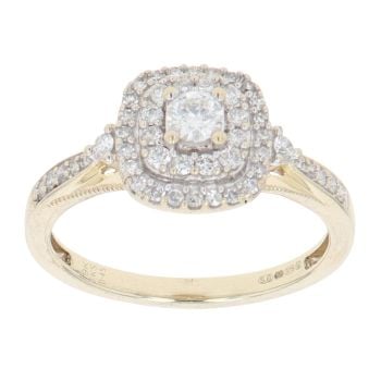 9ct Yellow Gold 0.45ct Brilliant Cut Diamond Cluster Ring