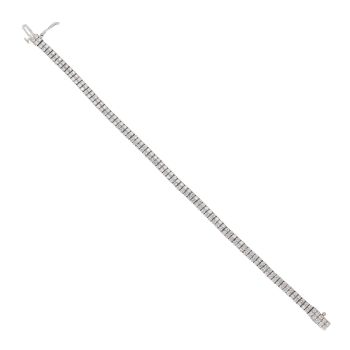 18ct White Gold 3.50ct Brilliant Cut Diamond Tennis Bracelet 6.5"
