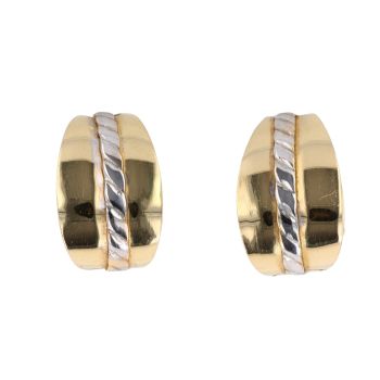 18ct Yellow And White Gold Fancy Hoop Earrings