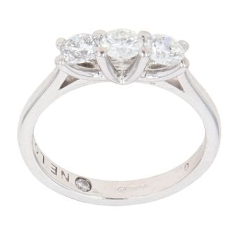 18ct White Gold 0.75ct Brilliant Cut Diamond Trilogy Ring