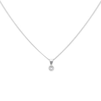 9ct White Gold 0.15ct Brilliant Cut Diamond Solitaire Pendant And Chain 16"