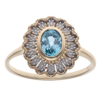 9ct Yellow and White Gold Blue Topaz Fancy Ring