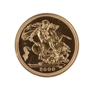 2000 Elizabeth II Fourth Portrait UK Half Sovereign Coin