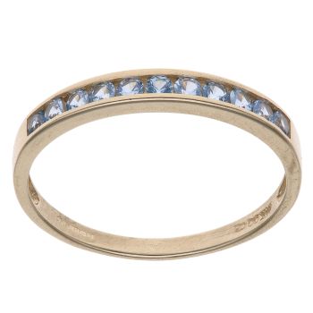 14ct Yellow Gold Blue Cubic Zirconia Half Eternity Ring