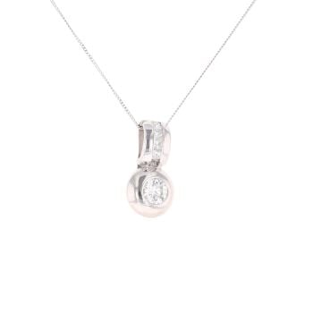 18ct White Gold 0.75ct Diamond Pendant And Chain 18"