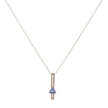 9ct Yellow Gold 0.20ct Brilliant Cut Diamond and Tanzanite Pendant and Chain 18"
