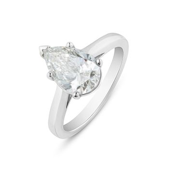 18ct White Gold 2.00ct Pear Shaped Lab Grown Diamond Solitaire Ring G VS