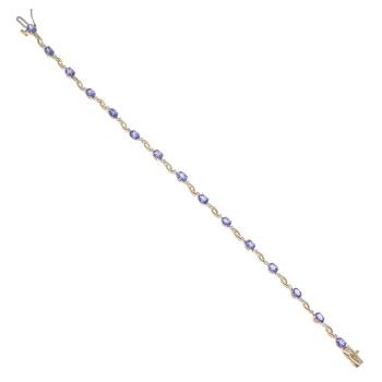 9ct Yellow Gold 0.30ct Brilliant Cut Diamond and Tanzanite Bracelet 7"