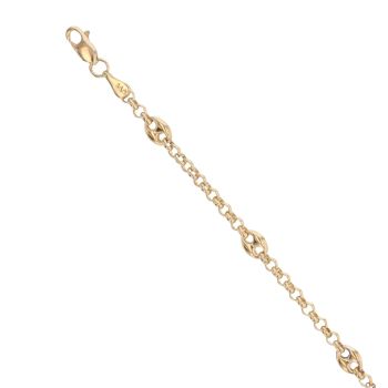 14ct Yellow Gold Button and Belcher Bracelet 7.5"